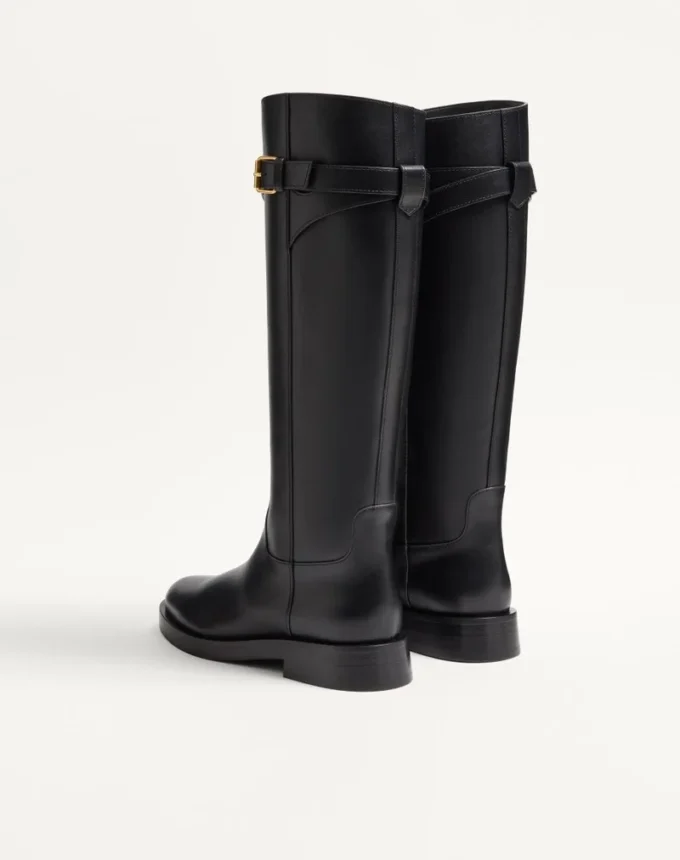Bota de piel de becerro con logotipo VLogo de 30 mm