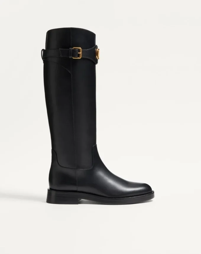Bota de piel de becerro con logotipo VLogo de 30 mm