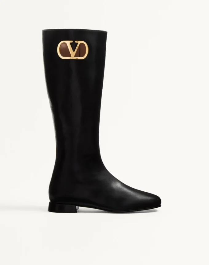 Bota de piel de cabrito con logotipo VLogo 20 mm Bota de piel de cabrito con logotipo VLogo 20 mm