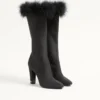 Bota Hotty de tejido shantung con plumas 100 mm Bota Hotty de tejido shantung con plumas 100 mm