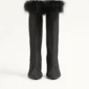 Bota Hotty de tejido shantung con plumas 100 mm Bota Hotty de tejido shantung con plumas 100 mm