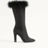 Bota Hotty de tejido shantung con plumas 100 mm Bota Hotty de tejido shantung con plumas 100 mm