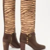 Bota Pattie en piel de becerro con efecto pony 75 mm