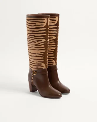 Bota Pattie en piel de becerro con efecto pony 75 mm