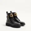 Botas militares de piel de becerro con detalle VLGO Signature de 35 mm / 0,8 pulgadas Botas militares de piel de becerro con detalle VLGO Signature de 35 mm / 0,8 pulgadas