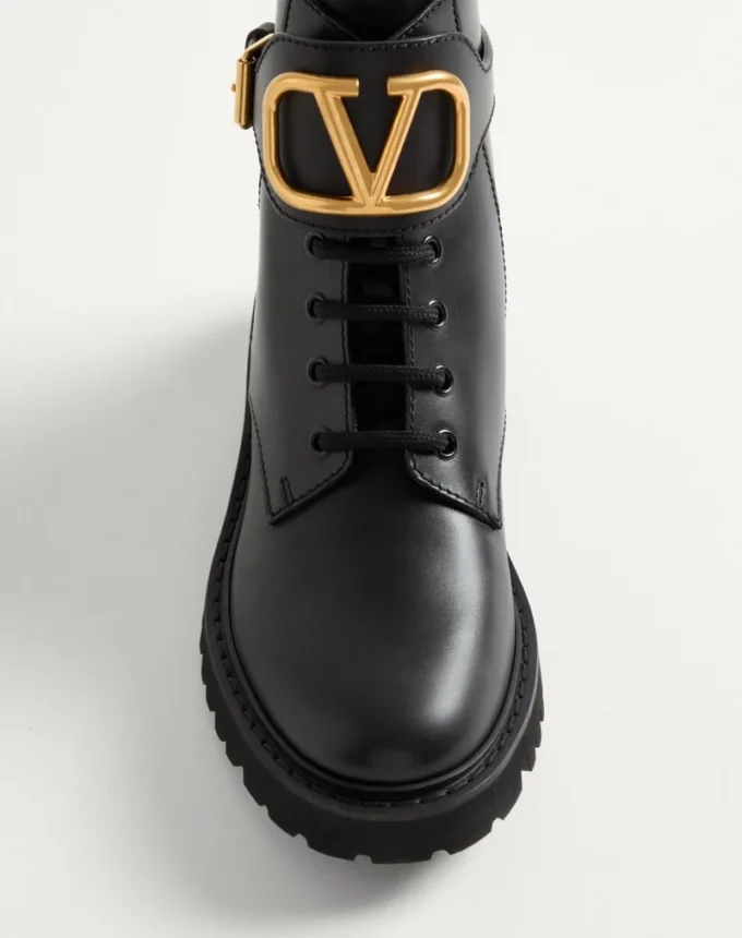 Botas militares de piel de becerro con detalle VLGO Signature de 35 mm / 0,8 pulgadas Botas militares de piel de becerro con detalle VLGO Signature de 35 mm / 0,8 pulgadas