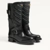 Botas moteras Rayons en piel de becerro y napa con patrón Chevron de 40 mm Botas moteras Rayons en piel de becerro y napa con patrón Chevron de 40 mm