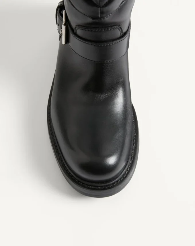 Botas moteras Rayons en piel de becerro y napa con patrón Chevron de 40 mm Botas moteras Rayons en piel de becerro y napa con patrón Chevron de 40 mm