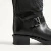 Botas moteras Rayons en piel de becerro y napa con patrón Chevron de 40 mm Botas moteras Rayons en piel de becerro y napa con patrón Chevron de 40 mm