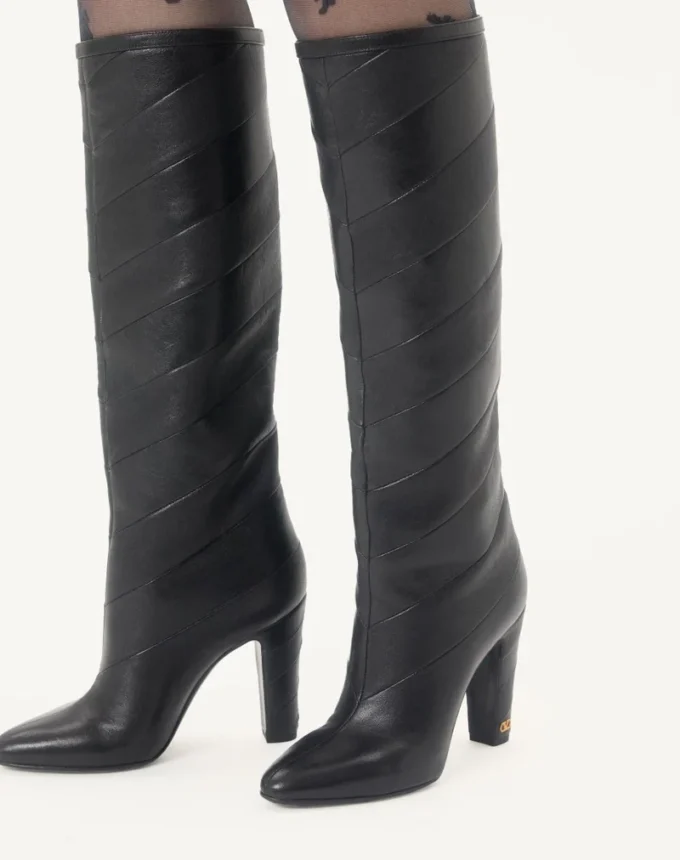 Botas Rayons Nappa con patrón Chevron 100 mm Botas Rayons Nappa con patrón Chevron 100 mm