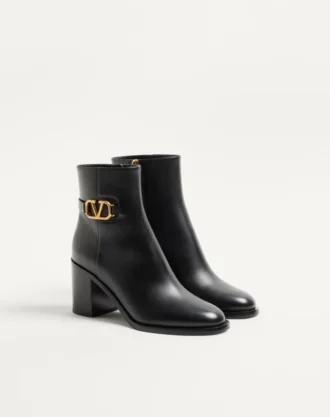 Botines de piel de becerro con logotipo VLogo 75 mm
