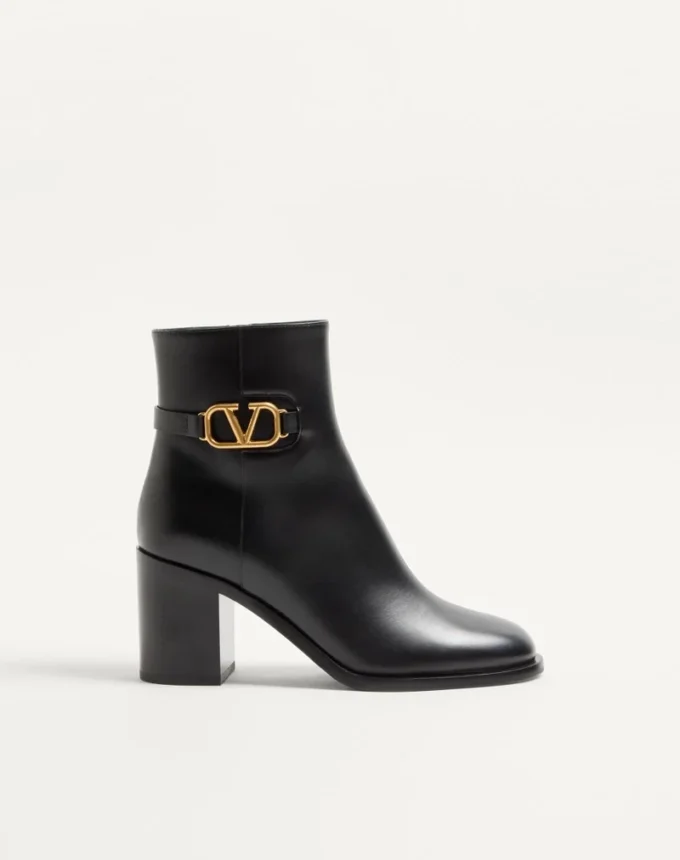 Botines de piel de becerro con logotipo VLogo 75 mm Botines de piel de becerro con logotipo VLogo 75 mm