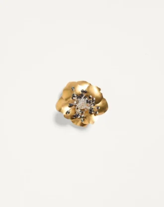 Broche Fleur Lumineuse de metal y tela