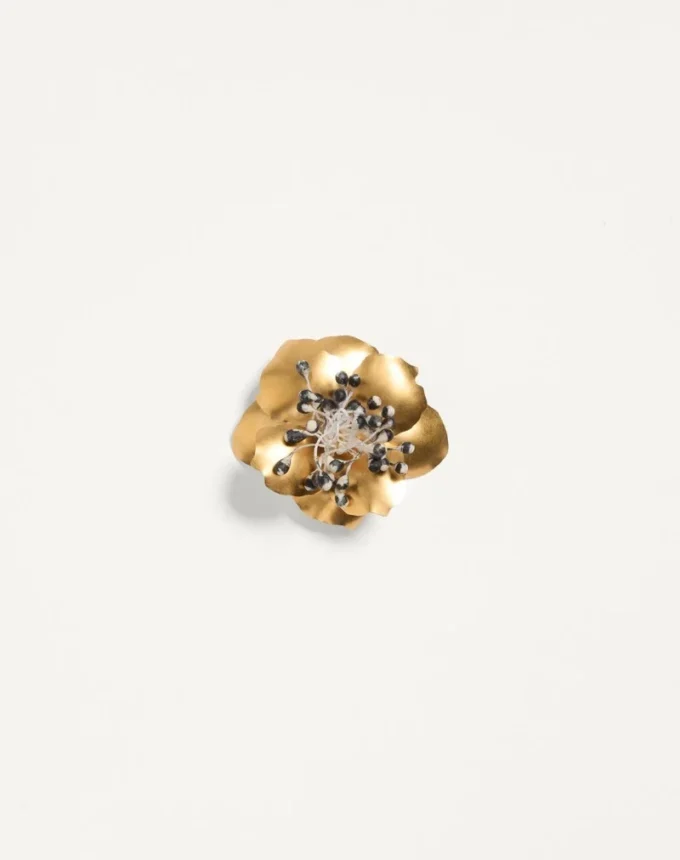 Broche Fleur Lumineuse de metal y tela