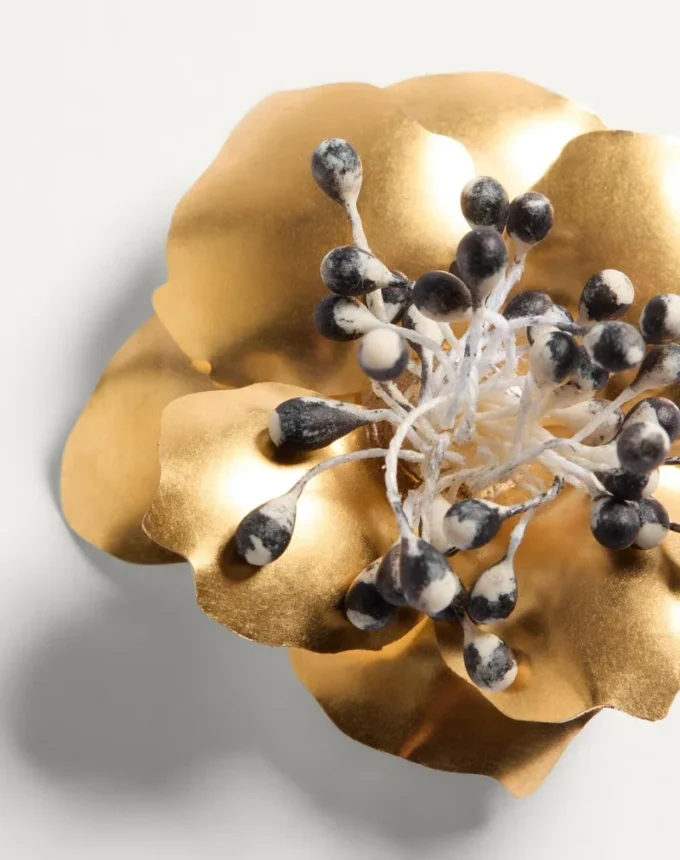 Broche Fleur Lumineuse de metal y tela