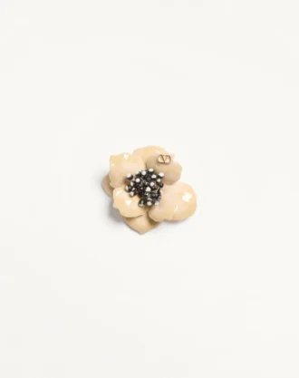 Broche Fleur Lumineuse en metal, esmalte y tela