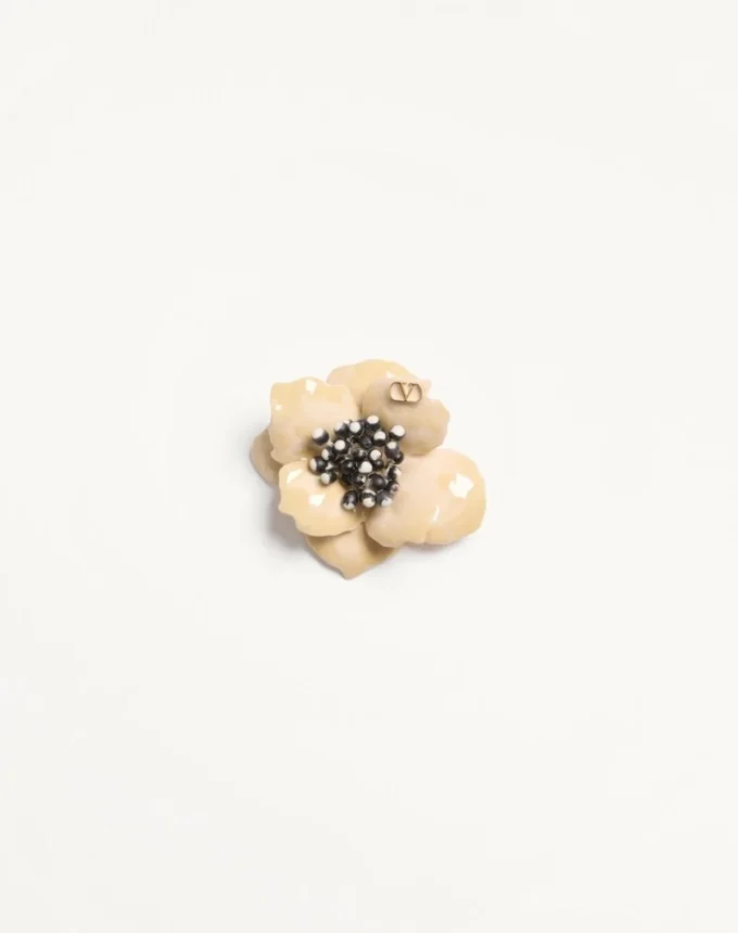 Broche Fleur Lumineuse en metal, esmalte y tela