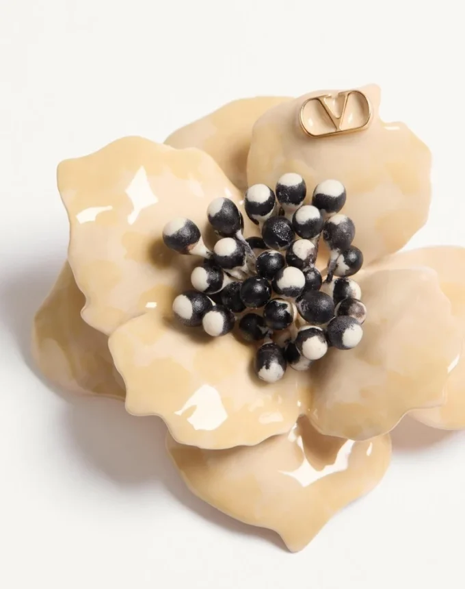 Broche Fleur Lumineuse en metal, esmalte y tela