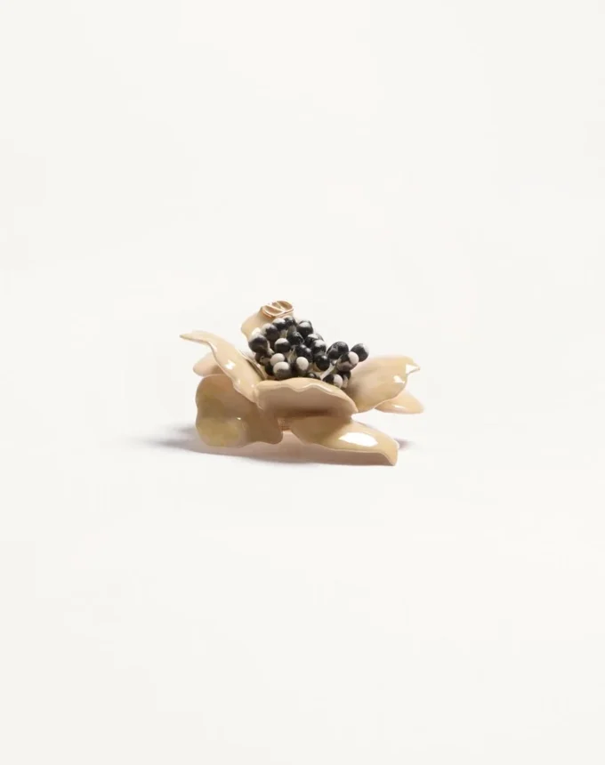 Broche Fleur Lumineuse en metal, esmalte y tela