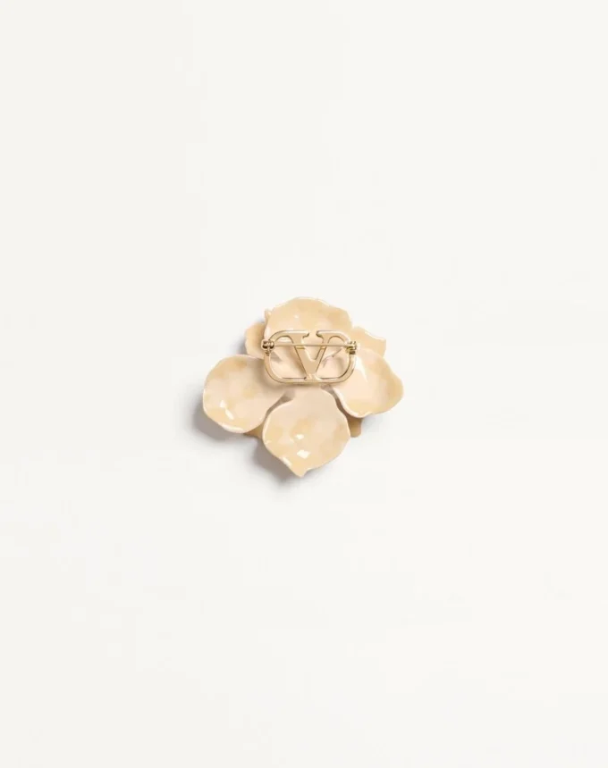 Broche Fleur Lumineuse en metal, esmalte y tela