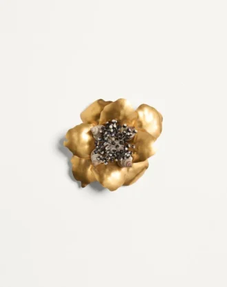 Broche Jardin Aquatique en metal, tela y conchas