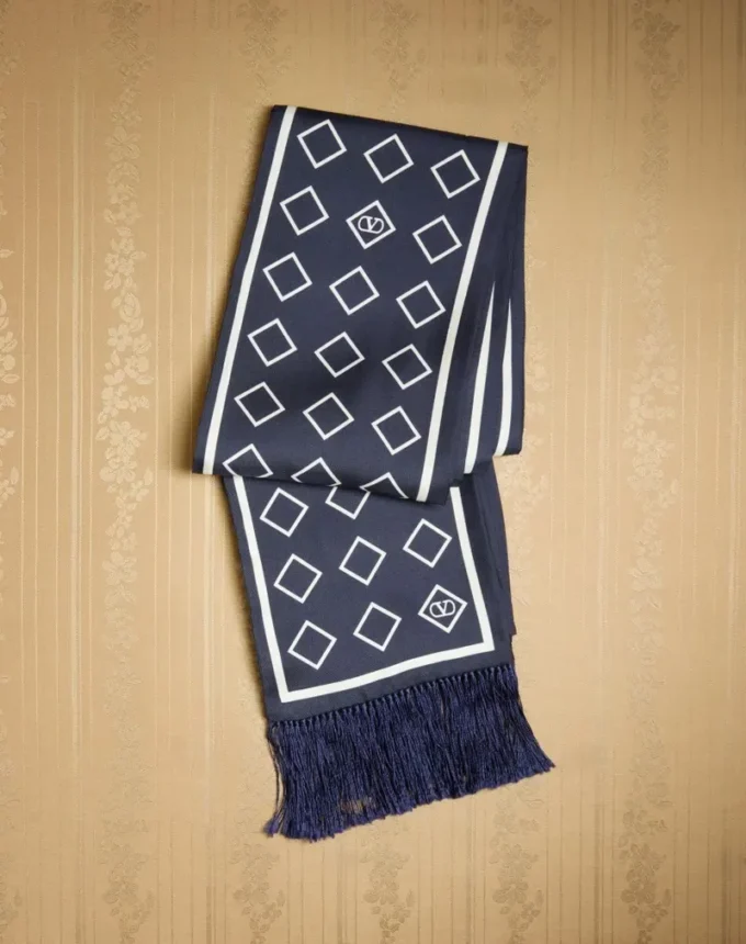 Bufanda bandeau de seda Opticool con flecos