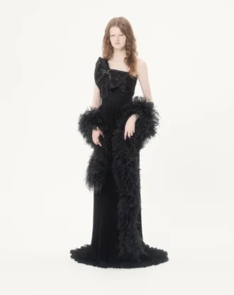 Bufanda Valentino Feathers con plumas de avestruz y pavo