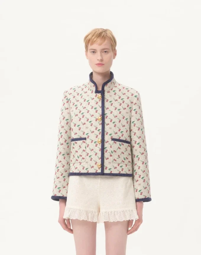Caban acolchado con estampado Cherryfic Jacquard