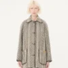 Caban de lana con estampado animal Fauve Eclat