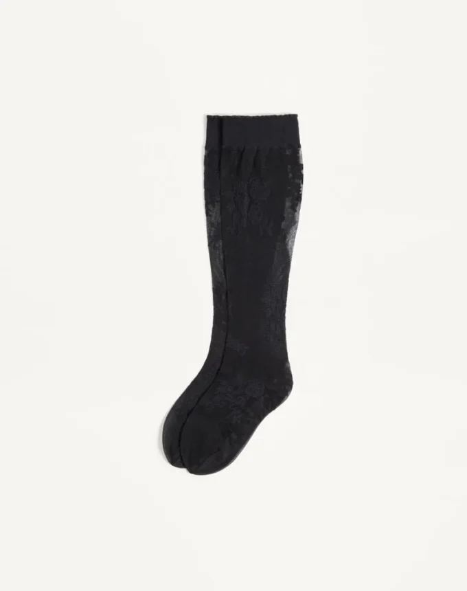 Calcetines florales de lycra hasta la rodilla