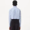 Camisa de algodón a rayas con volantes