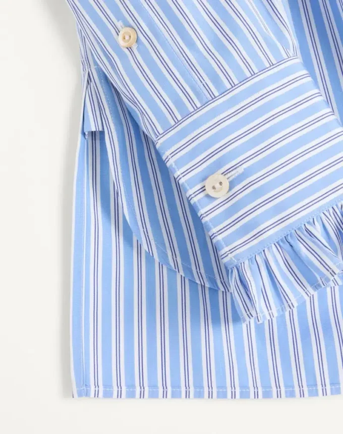 Camisa de algodón a rayas con volantes