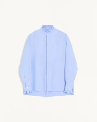 Camisa de algodón con plastrón y volantes