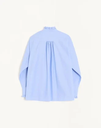 Camisa de algodón con plastrón y volantes