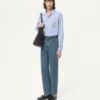 Camisa de algodón Oxford con bordado floral