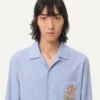 Camisa de algodón Oxford con bordado floral