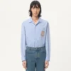 Camisa de algodón Oxford con bordado floral
