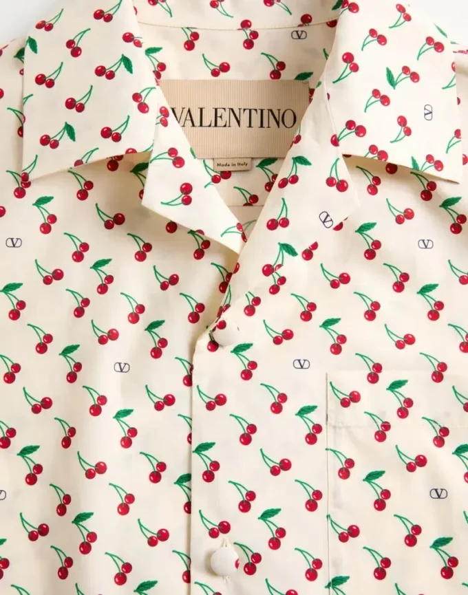 Camisa de bolos de popelín de algodón con estampado Cherryfic Camisa de bolos de popelín de algodón con estampado Cherryfic