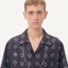 Camisa de bowling de sarga de seda con estampado Opticool
