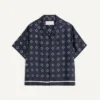 Camisa de bowling de sarga de seda con estampado Opticool