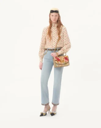 Camisa de crepé de China con estampado Cherryfic