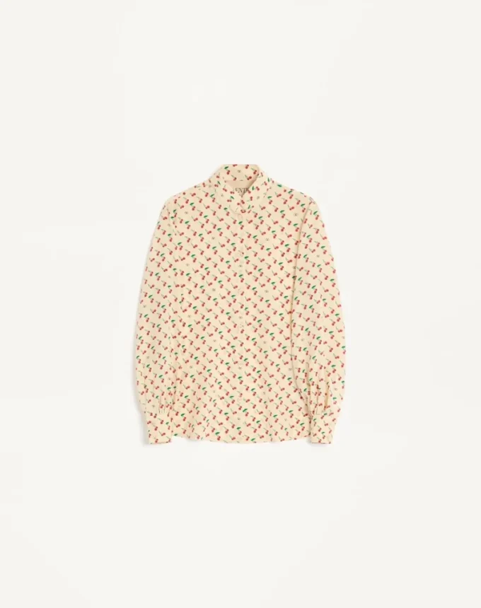 Camisa de crepé de China con estampado Cherryfic