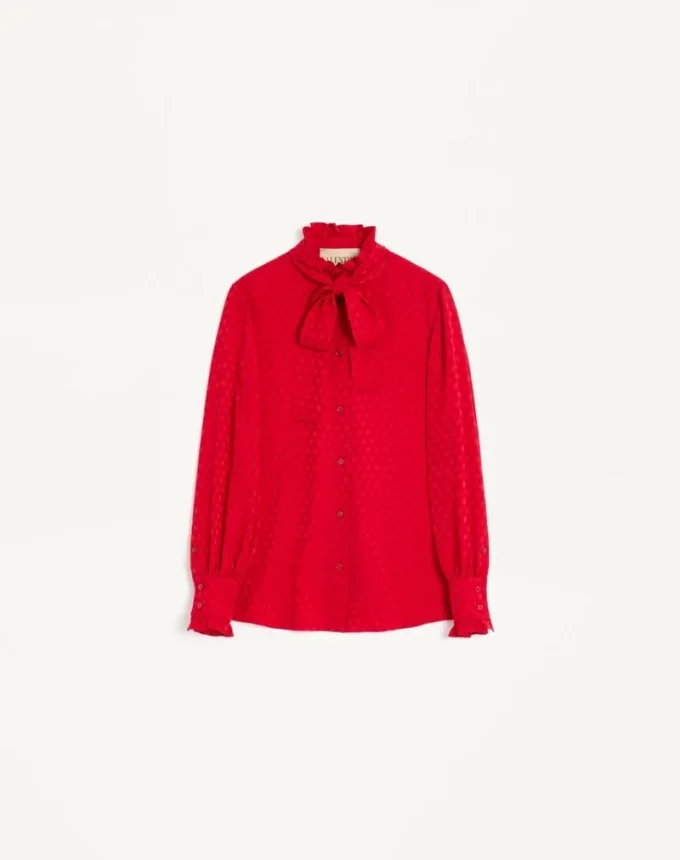 Camisa de crepé de China con estampado Cour De Coeur Camisa de crepé de China con estampado Cour De Coeur