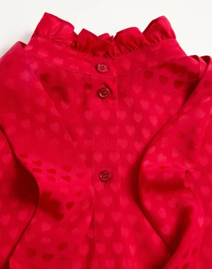 Camisa de crepé de China con estampado Cour De Coeur Camisa de crepé de China con estampado Cour De Coeur