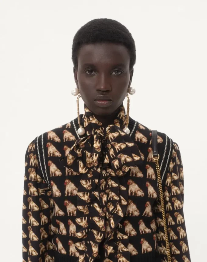 Camisa de crepé de China con estampado Petit Charles