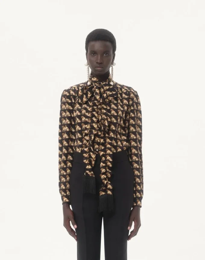 Camisa de crepé de China con estampado Petit Charles