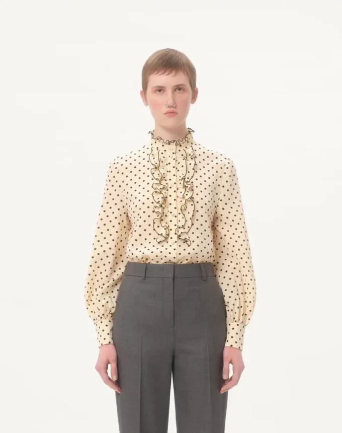Camisa de crepé de China con estampado Plusdepois Camisa de crepé de China con estampado Plusdepois