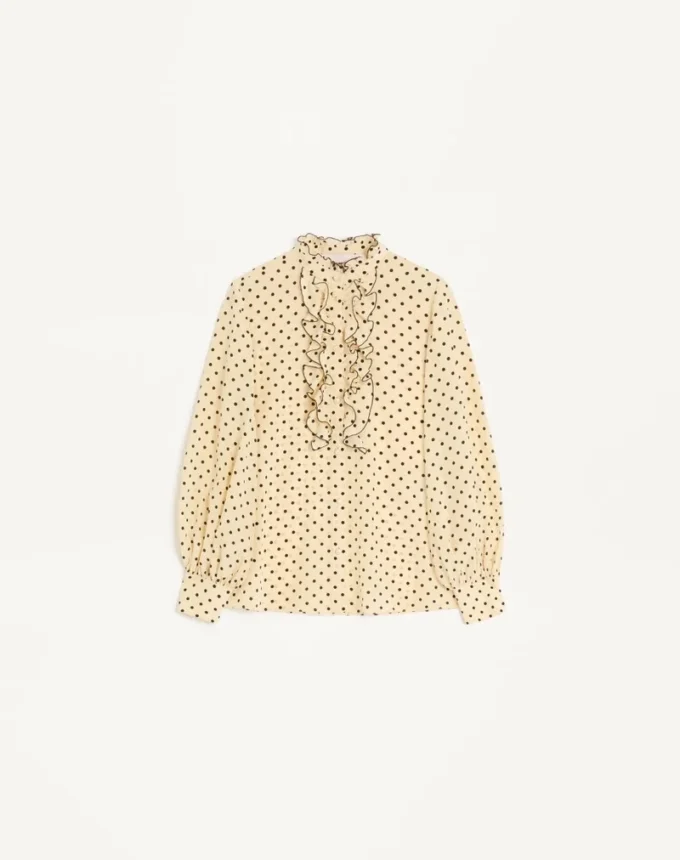 Camisa de crepé de China con estampado Plusdepois Camisa de crepé de China con estampado Plusdepois