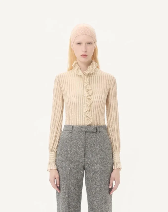 Camisa de lamé seersucker