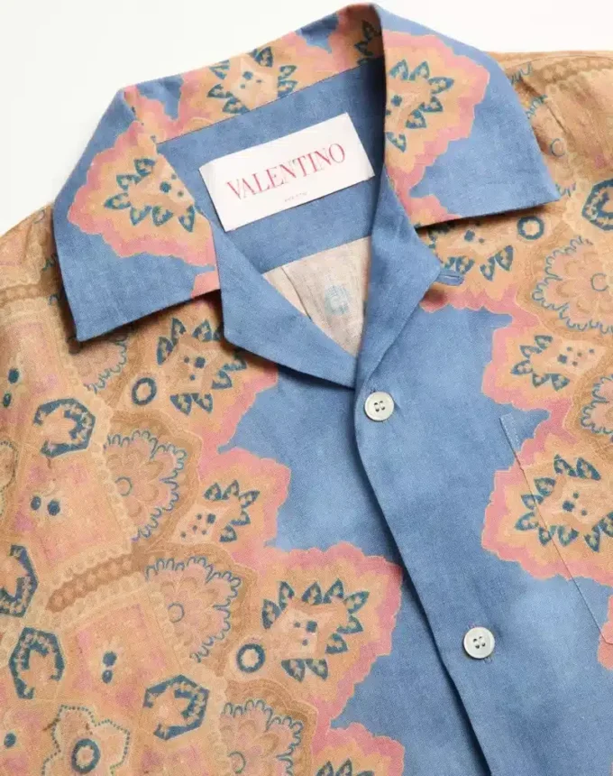 Camisa de lino con estampado Voyage Imaginaire